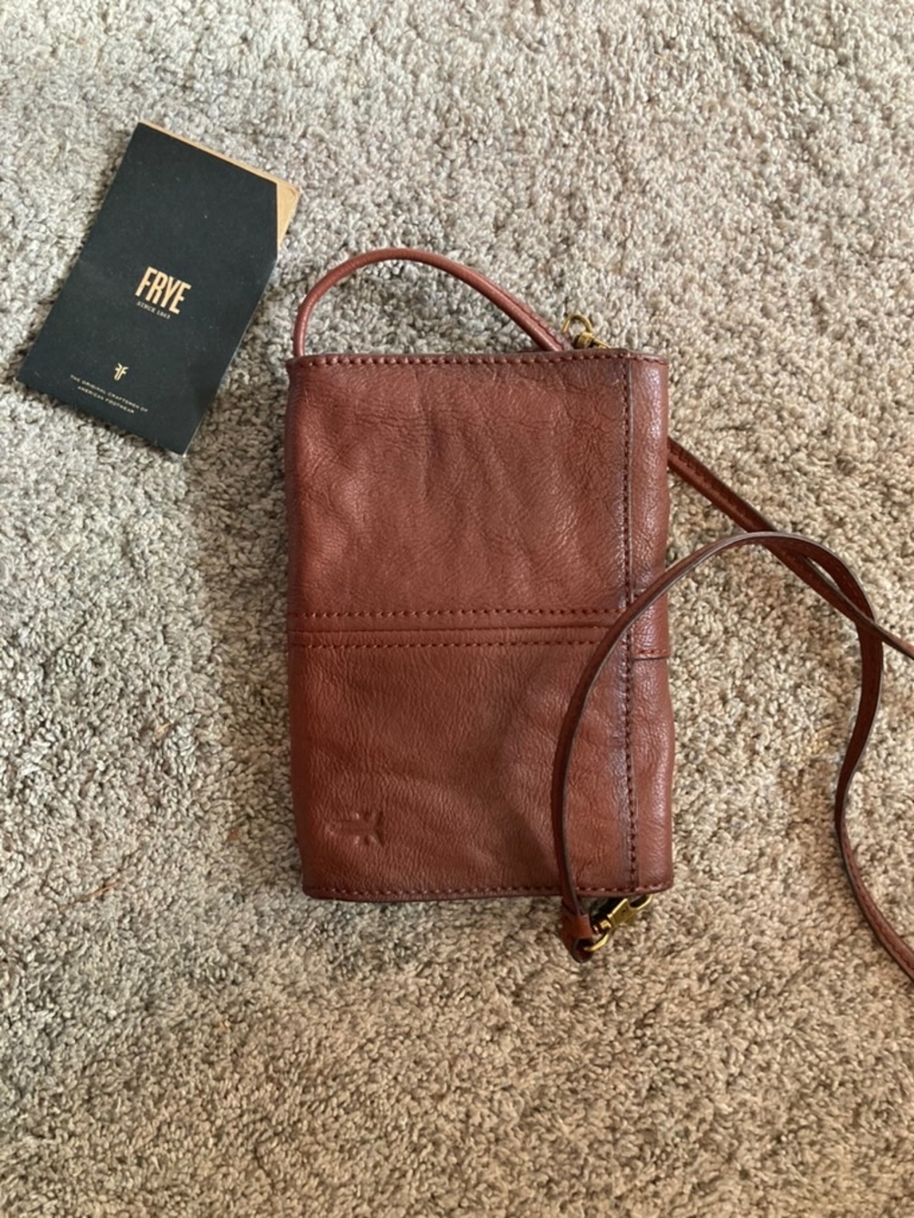 Frye Lucy Women's Small Leather Crossbody Bag/wallet Cognac, Brown - Picture 3 of 4